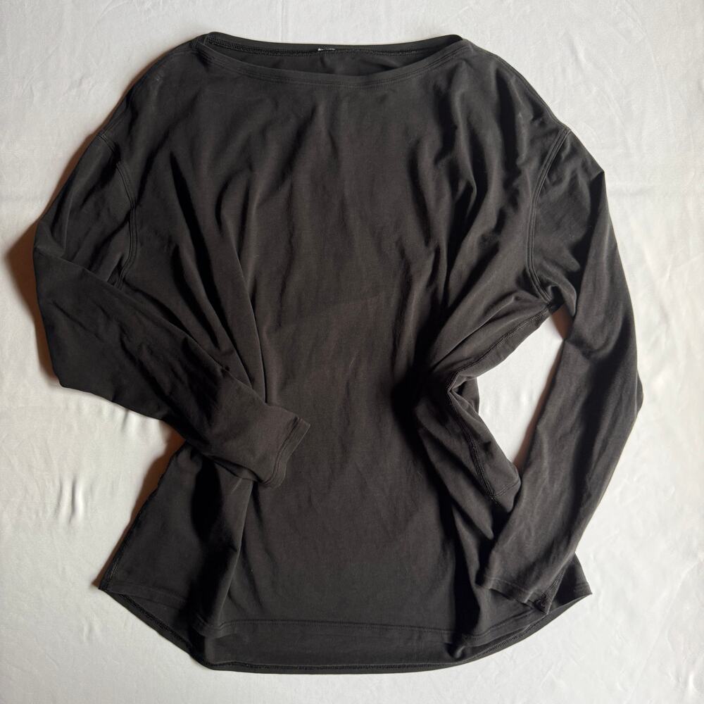 Lululemon Black Oversized Long Sleeve Top Boat Neck Size Unknown Sporty Active
